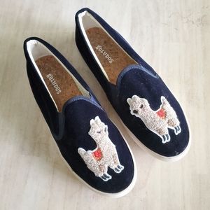 SOLUDOS velvet llama slip-on sneakers